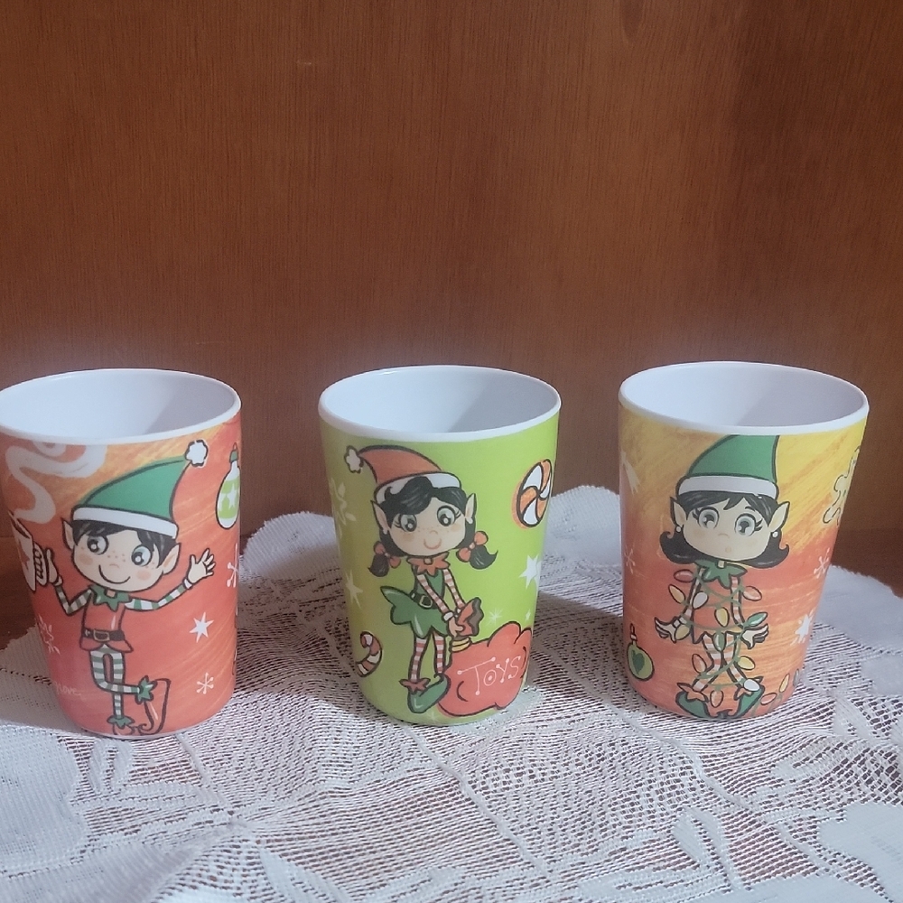 Vintage Citrus Grove Elf Melamine Cups